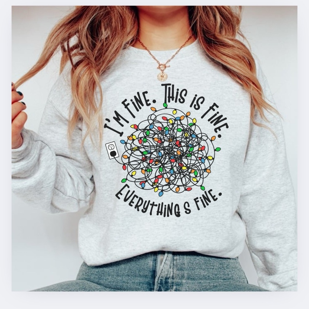 NEW I’M FINE,This Is FINE Graphic Sweatshirt Sweater S-5X Oversized